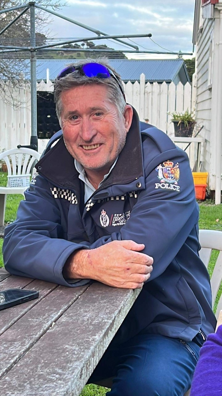 Officer-in-charge of Russell police station Senior Constable Mike Gorrie brought two sailors home after their ketch was destroyed in a fire.
Photo / Supplied