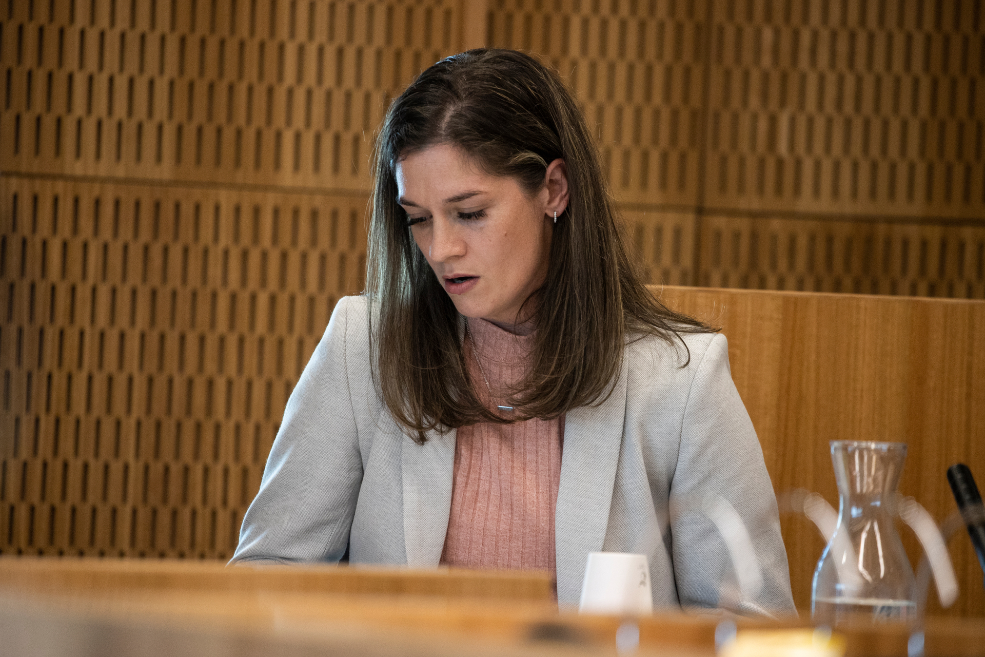 Ex Gloriavale member Pearl Valor giving evidence. Photo / George Heard