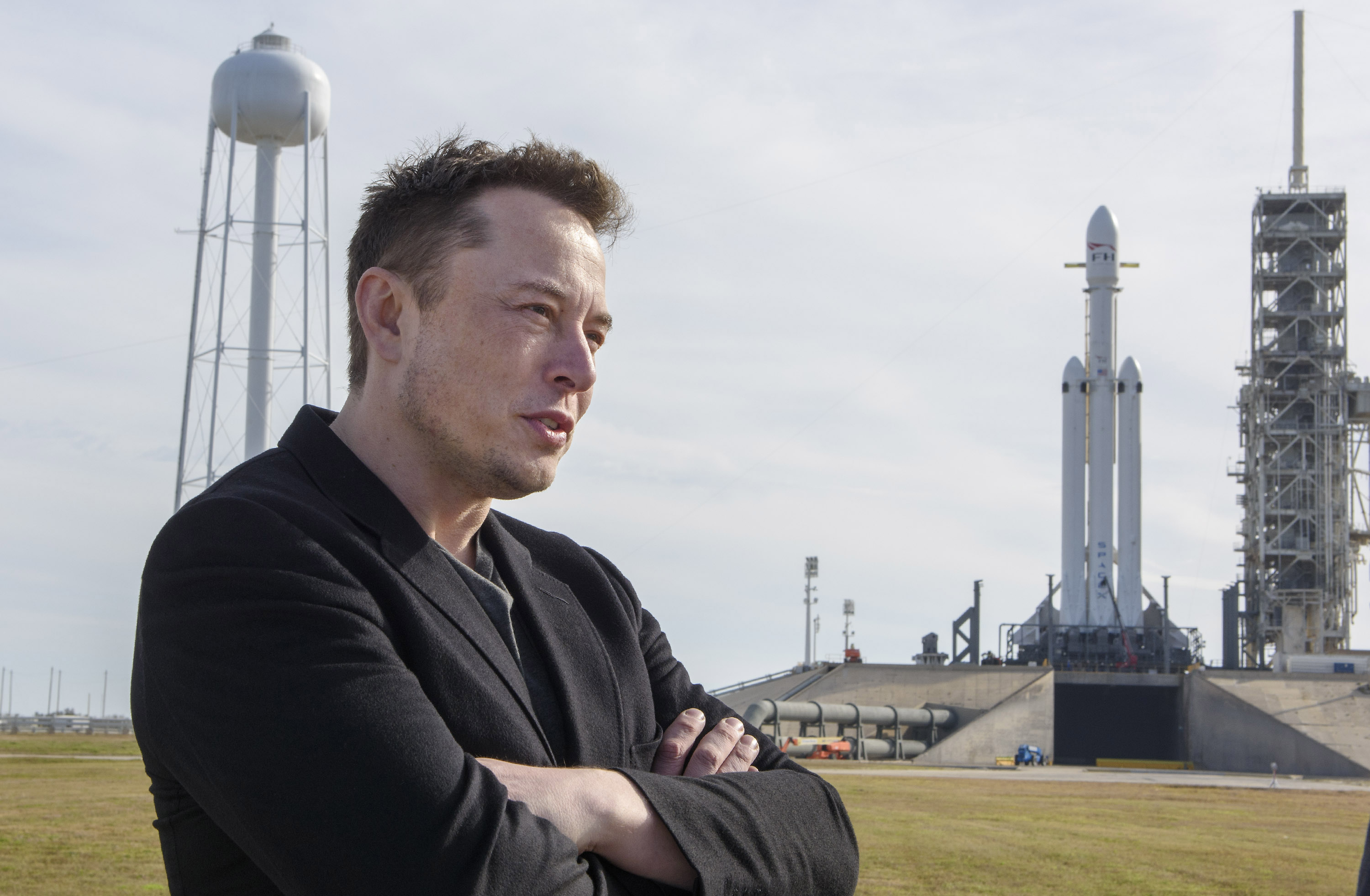 Musk with SpaceX's Falcon Heavy rocket in 2018. Photo / Todd Anderson, The New York Times