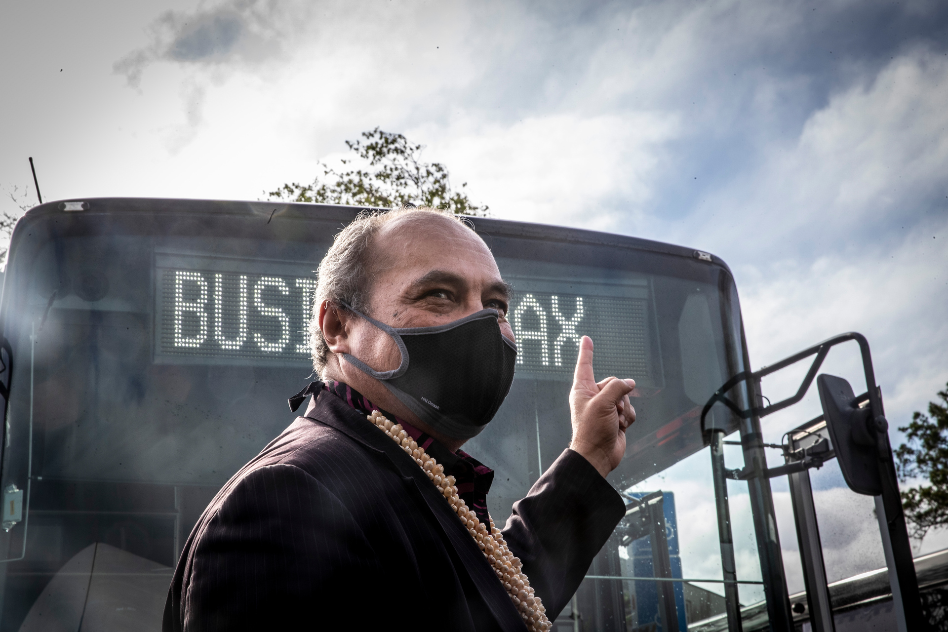 Hon. Aupito Willaim Sio at the 'Busifika Vax' bus launch. Photo / Michael Craig