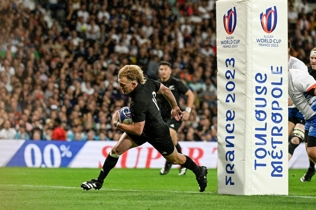Damian McKenzie had a strong outing for the All Blacks in their Rugby World Cup win over Namibia. Photo / Photosport