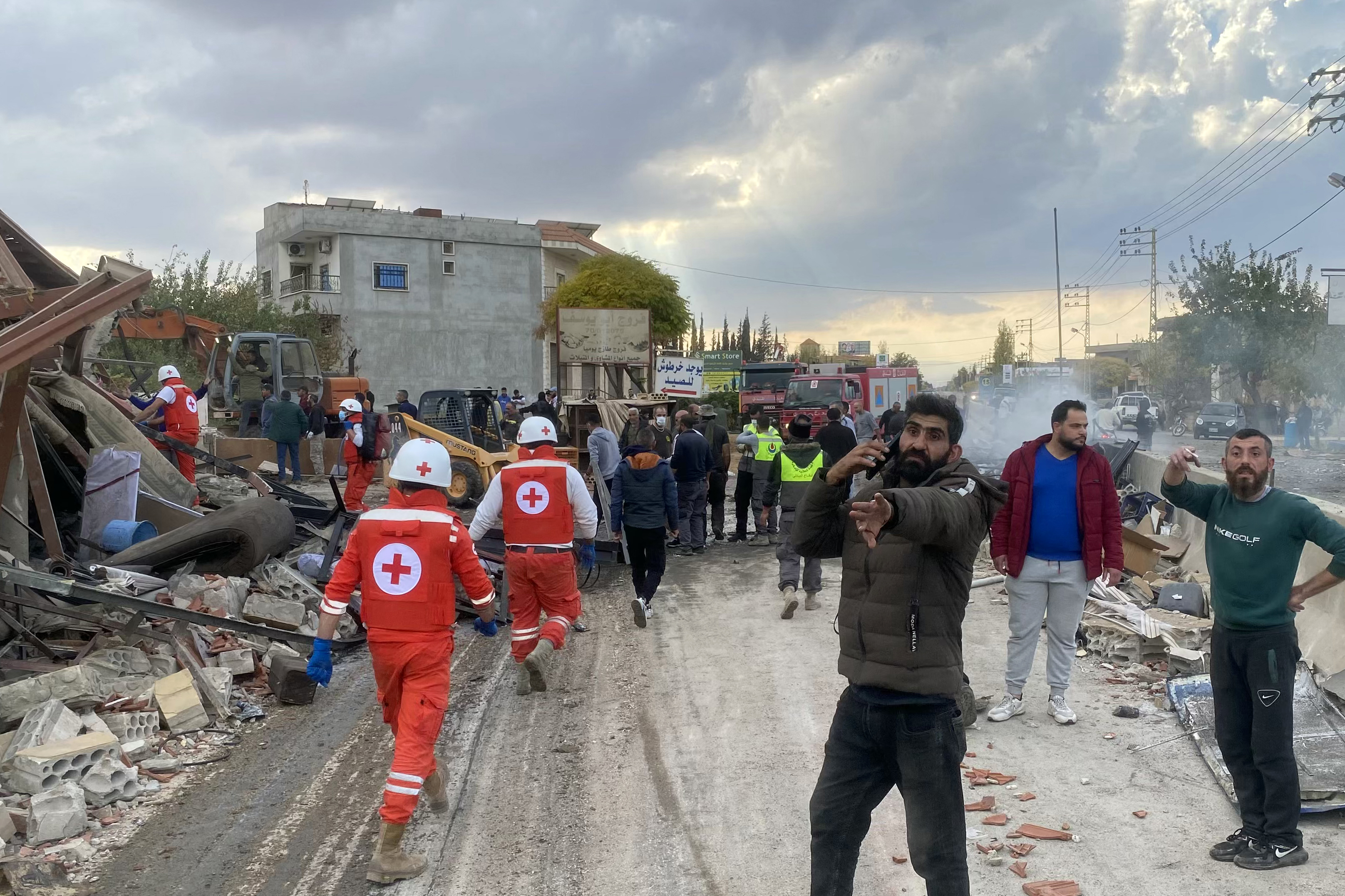 Rescuers search for victims and survivors after an Israeli airstrike on a village in the eastern Lebanese Bekaa valley on November 10. Photo / AFP