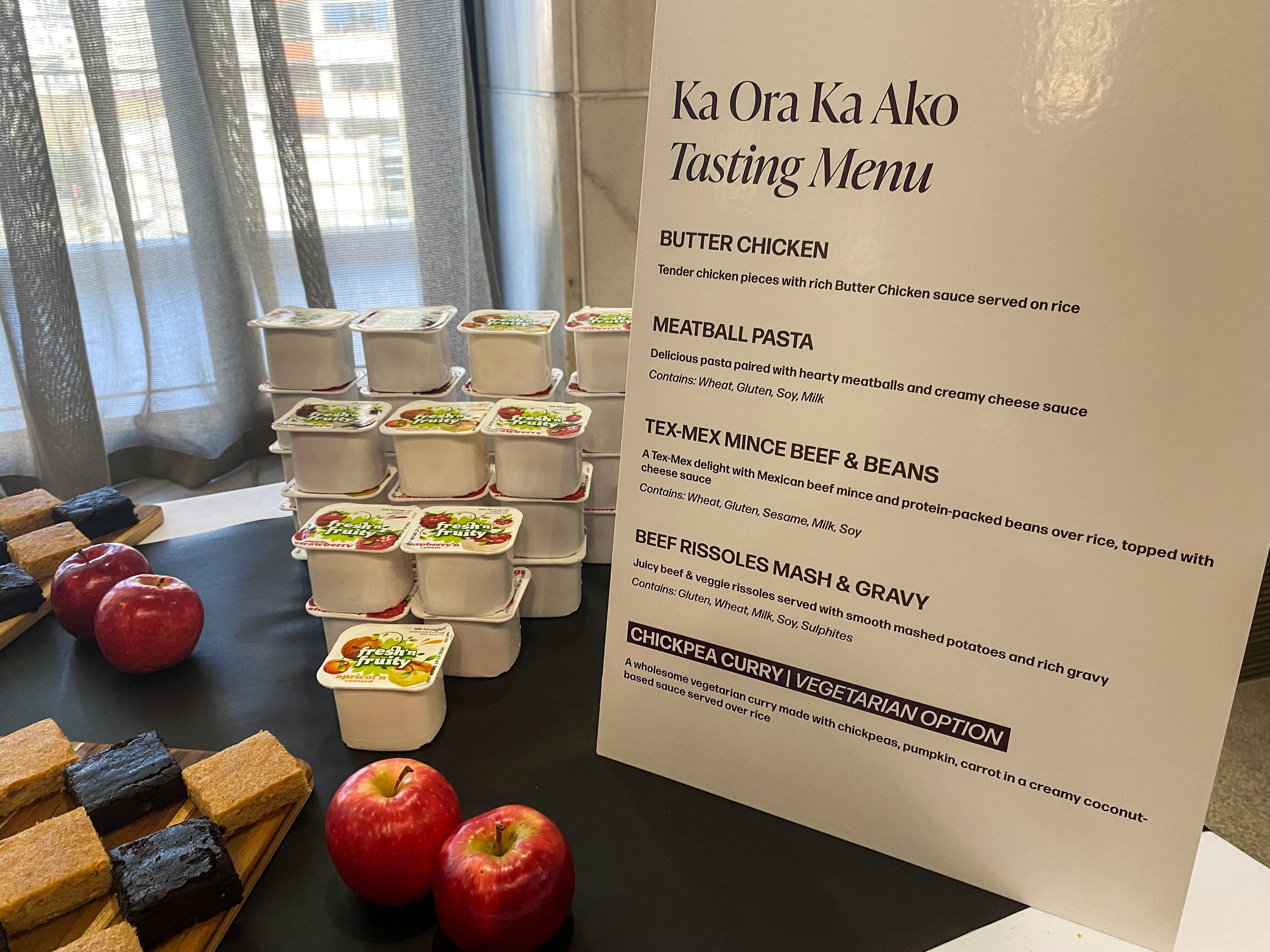 Associate Minister of Education David Seymour sampled the menu as he announced the healthy school lunches programme at the banqueting hall in Parliament. Photo /  Julia Gabel