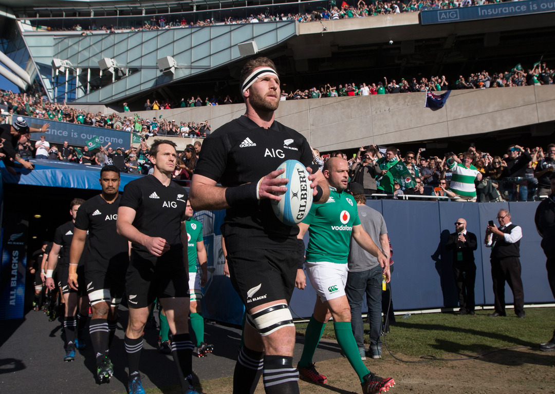 Kieran Read leads out the All Blacks to face Ireland in Chicago. Photo / Brett Phibbs
