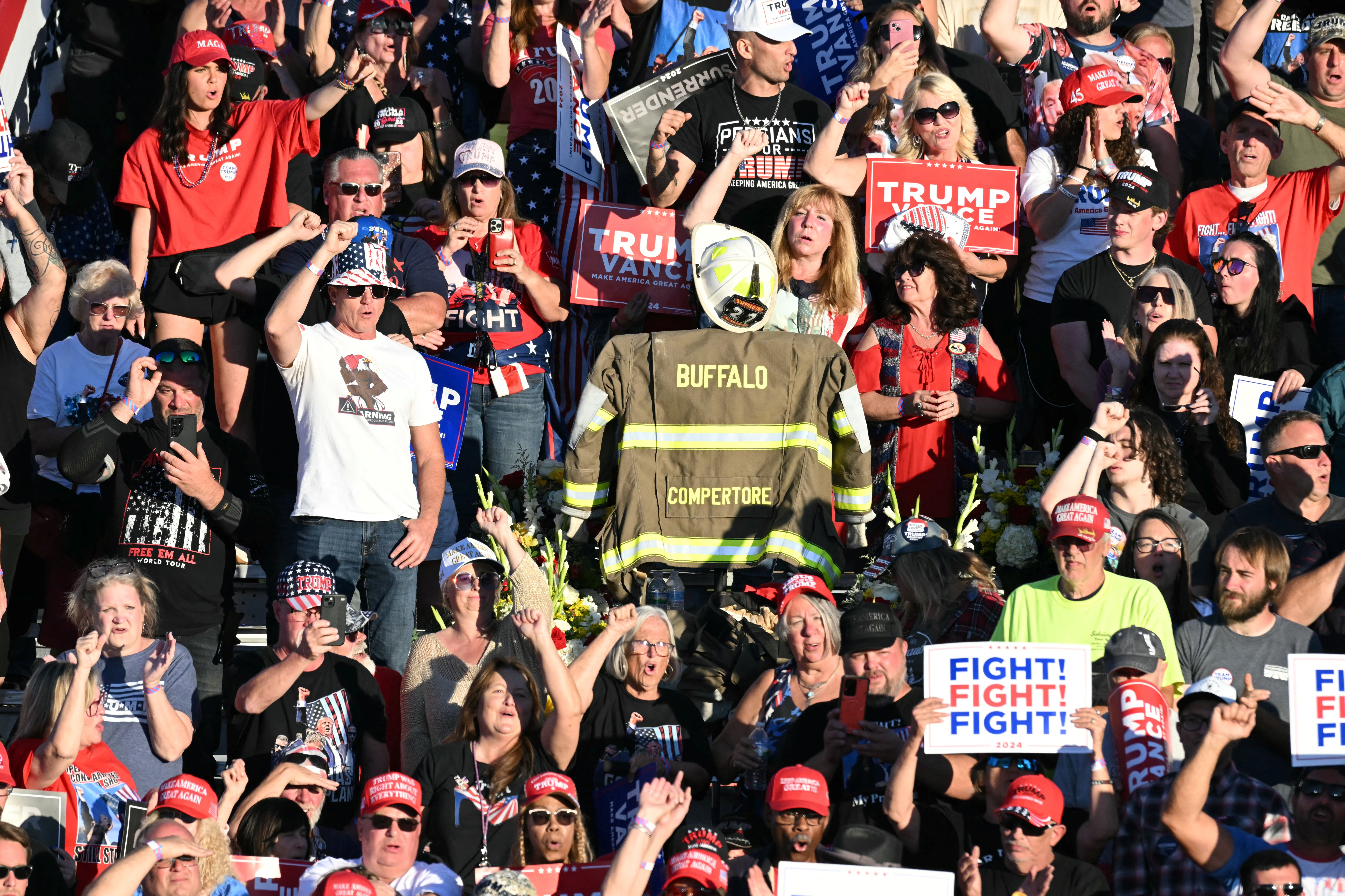 Donald Trump paid tribute to firefighter Corey Comperatore, who was shot and killed on July 13. Photo / AFP