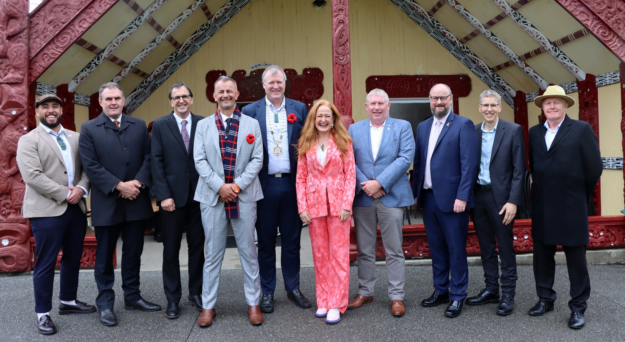 Councillors Hautapu Baker, Kevin Schuler, Rick Curach, Hemi Rolleston, mayor Mahé Drysdale, deputy mayor Jen Scoular, Marten Rozeboom, Steve Morris, Glen Crowther and Rod Taylor pictured in May 2025. Photo / Alisha Evans