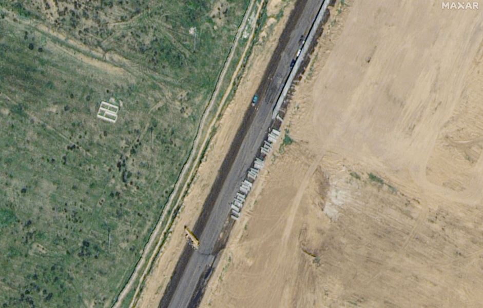 A satellite image shows wall construction near Rafah about 3.5km west of Egypt's border with Gaza. Egypt has not publicly acknowledged the construction. Photo / AP