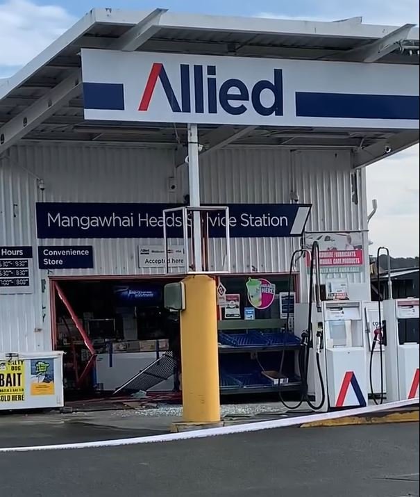 This service station was among the four businesses targeted in a spate of burglaries around 1am on Saturday.