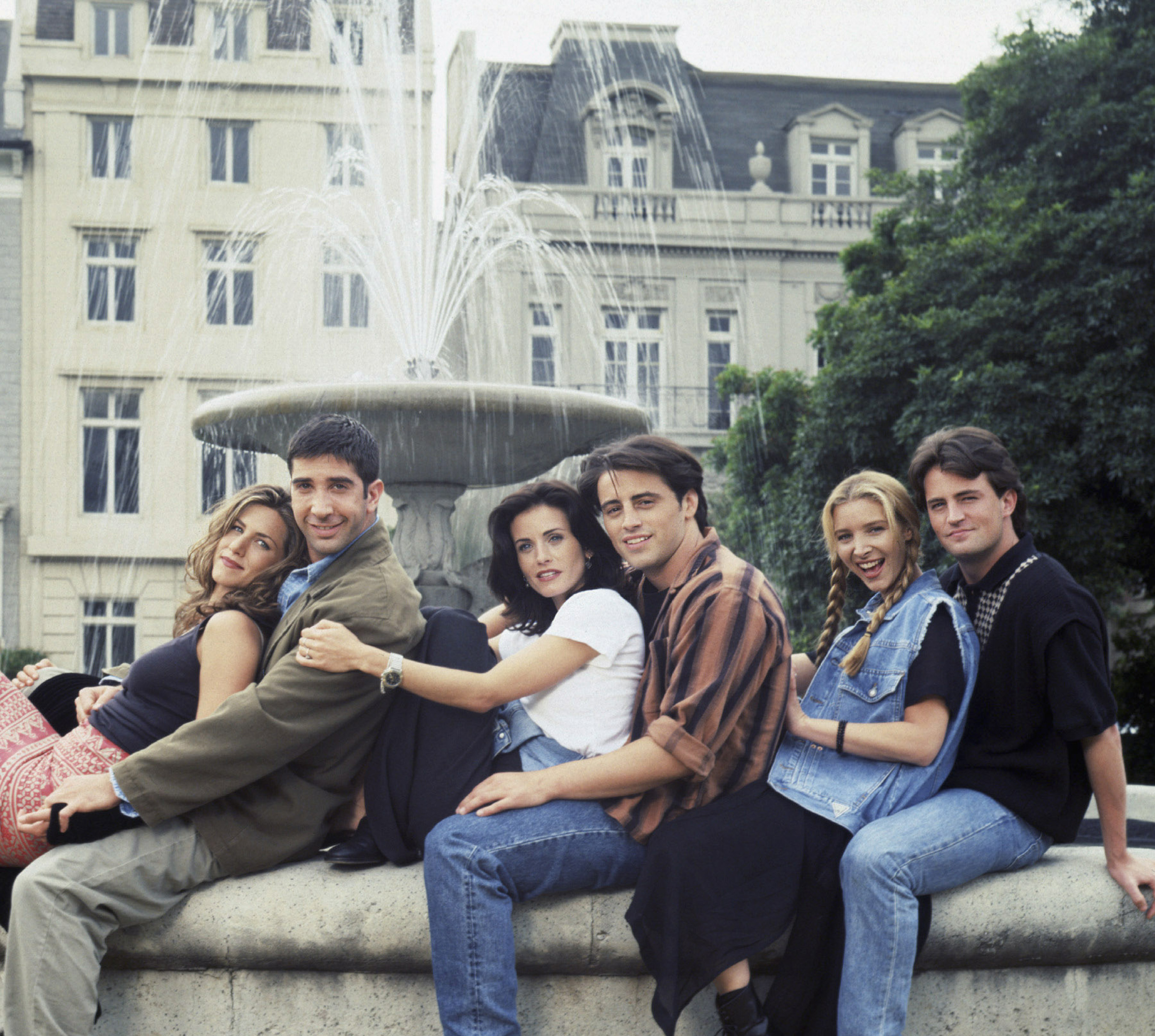 Jennifer Aniston as Rachel Green, David Schwimmer as Ross Geller, Courteney Cox as Monica Geller, Matt LeBlanc as Joey Tribbiani, Lisa Kudrow as Phoebe Buffay, Matthew Perry as Chandler Bing. Photo / Getty Images