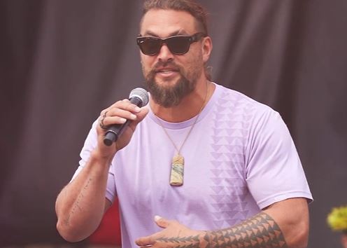 Jason Momoa made a surprise appearance at the Maranga Rise Up Aotearoa Cyclone Gabrielle relief concert in West Auckland. Photo / Whakaata Māori