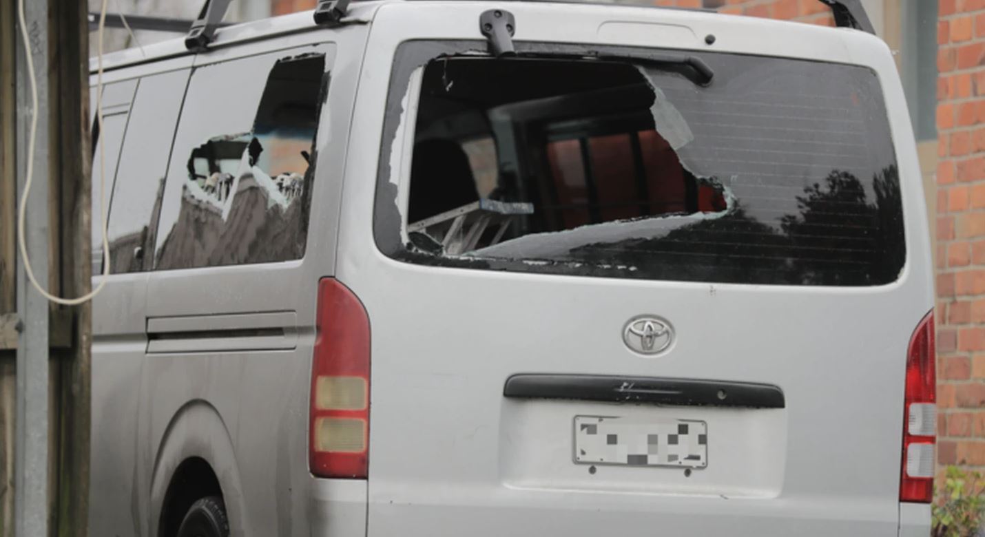 Two vehicles were damaged in the Glen Innes shooting. Photo / Michael Craig / NZ Herald