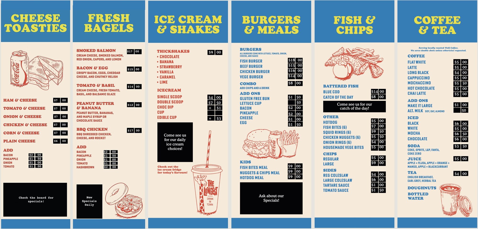 The menu at The Shed, Arrowtown.