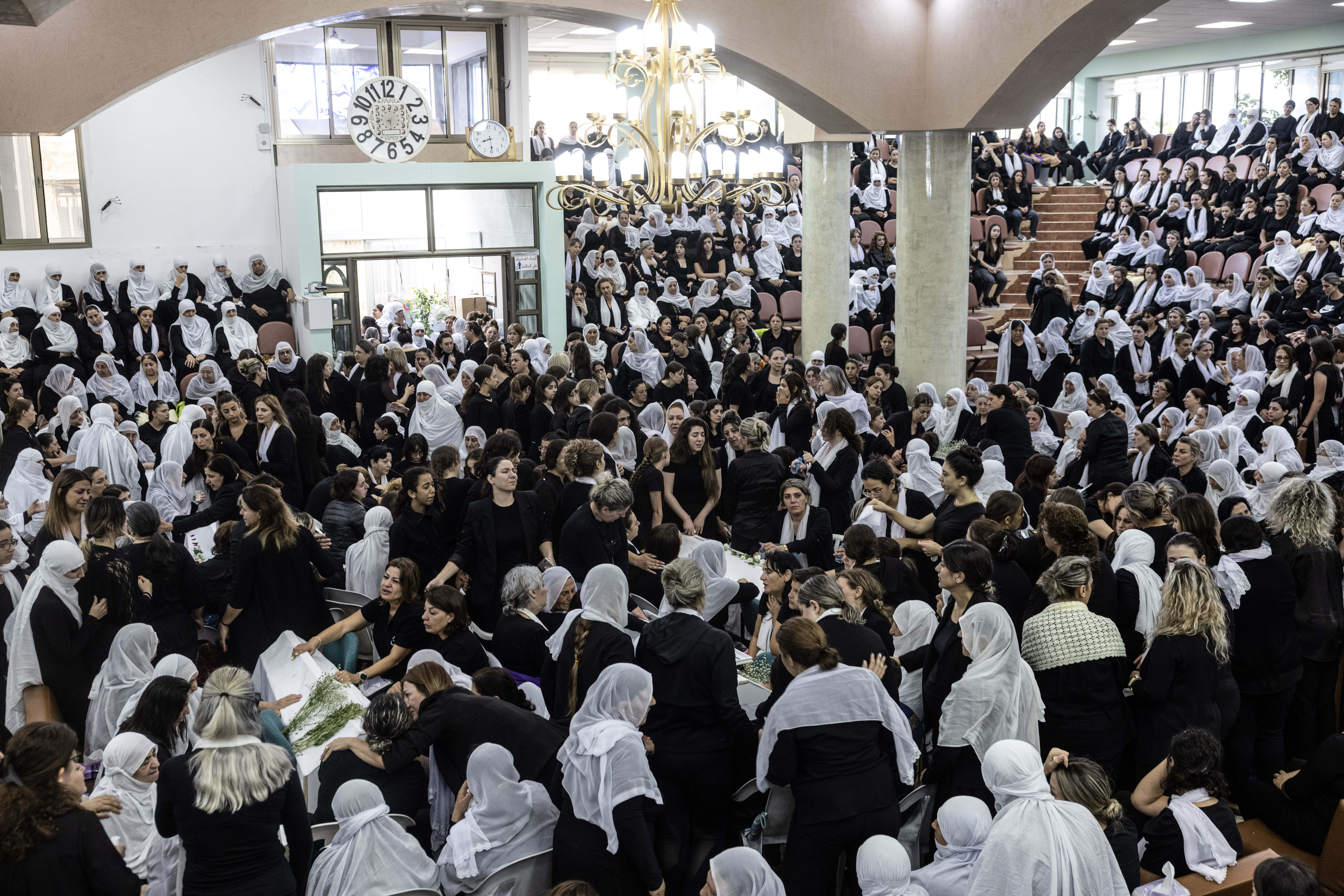 Hundreds of mourners gathered on Sunday for the funeral of the Majdal Shams victims. Photo / Washington Post