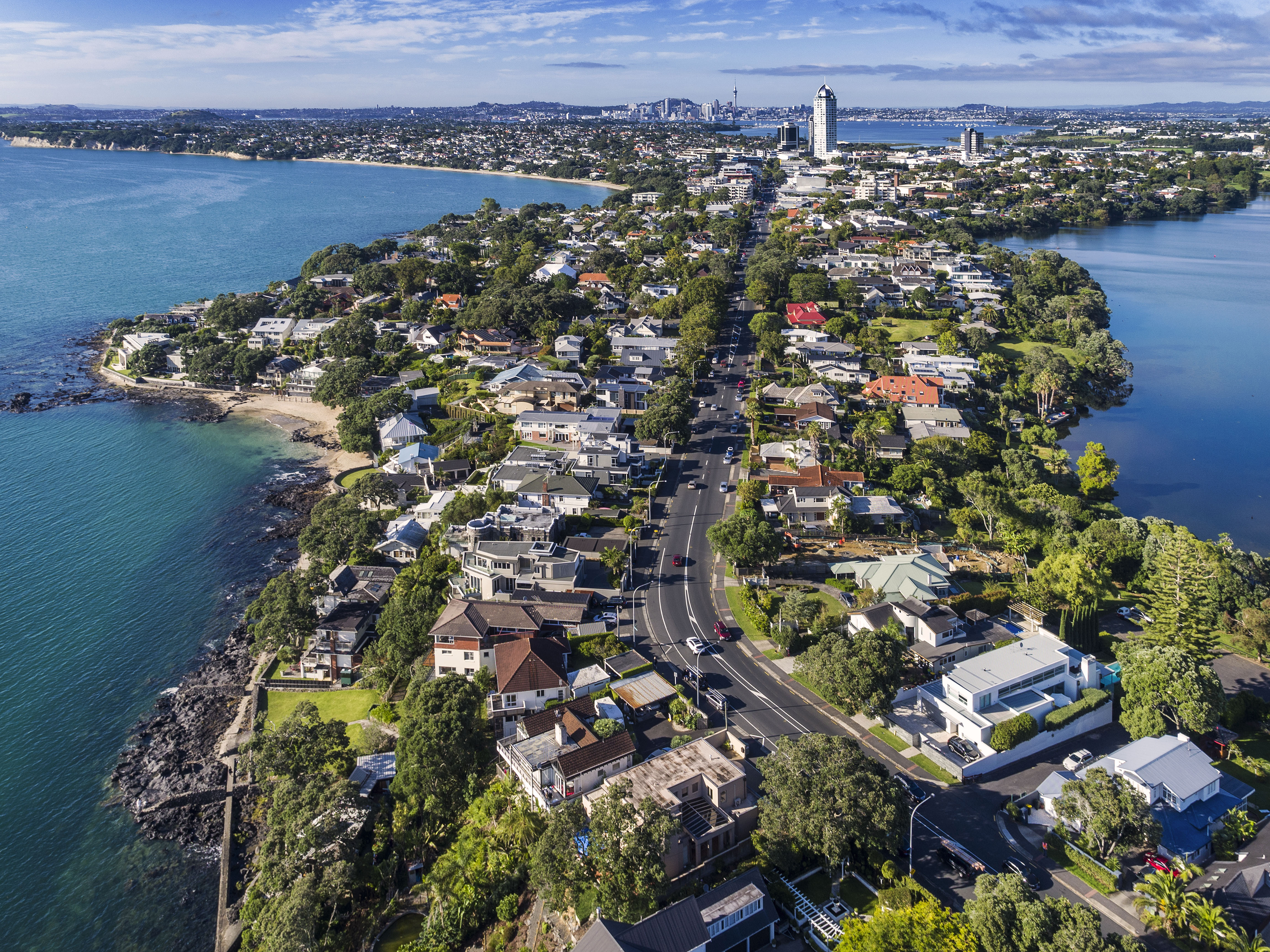 The Takapuna to Milford path is visible on the lefthand side. Photo / Bayleys