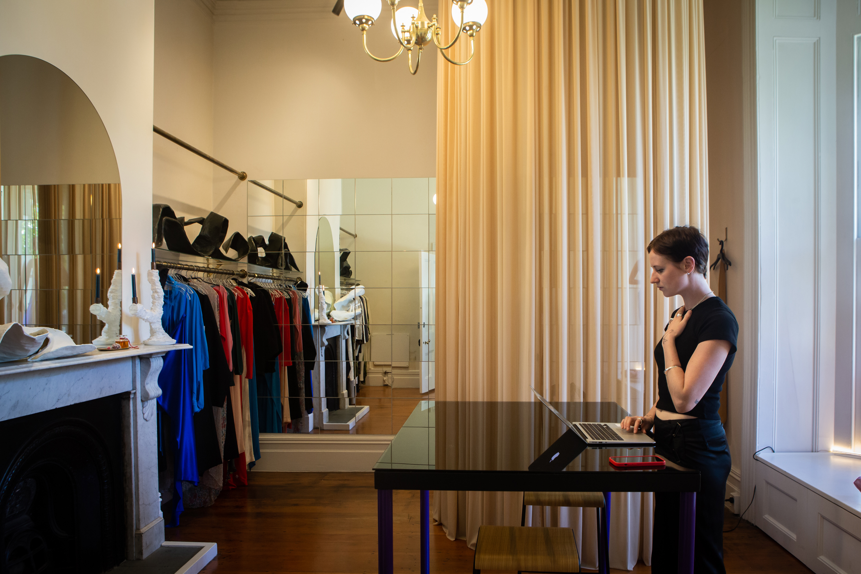 Fynn Hanson-Stevens is an assistant at the fashion studio Gloria. Photo / Ruth McDowall, The New York Times