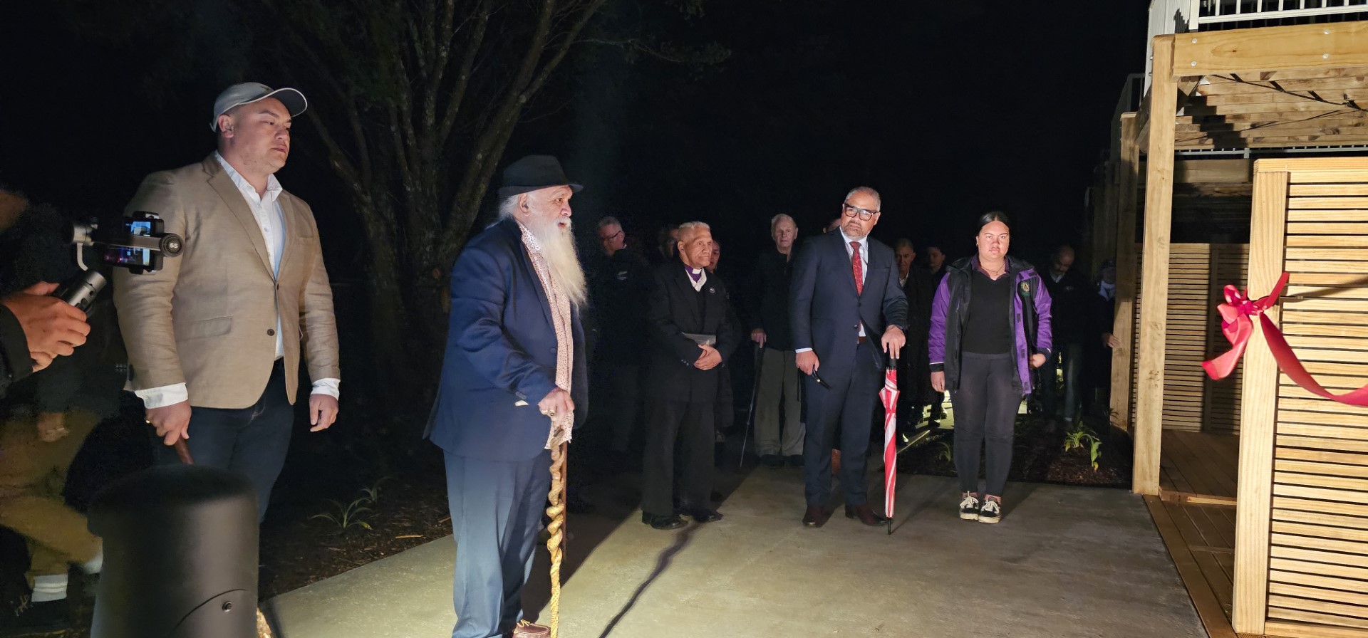 Ngāpuhi kaumātua Hone Sadler during the blessing of the new whare in Kaikohe on Monday morning.