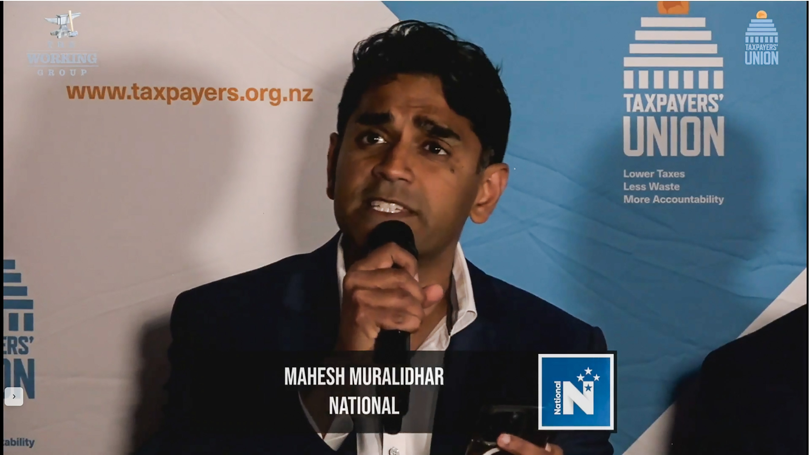 Mahesh Muralidhar, the National Party candidate for Auckland Central, speaking at the debate.