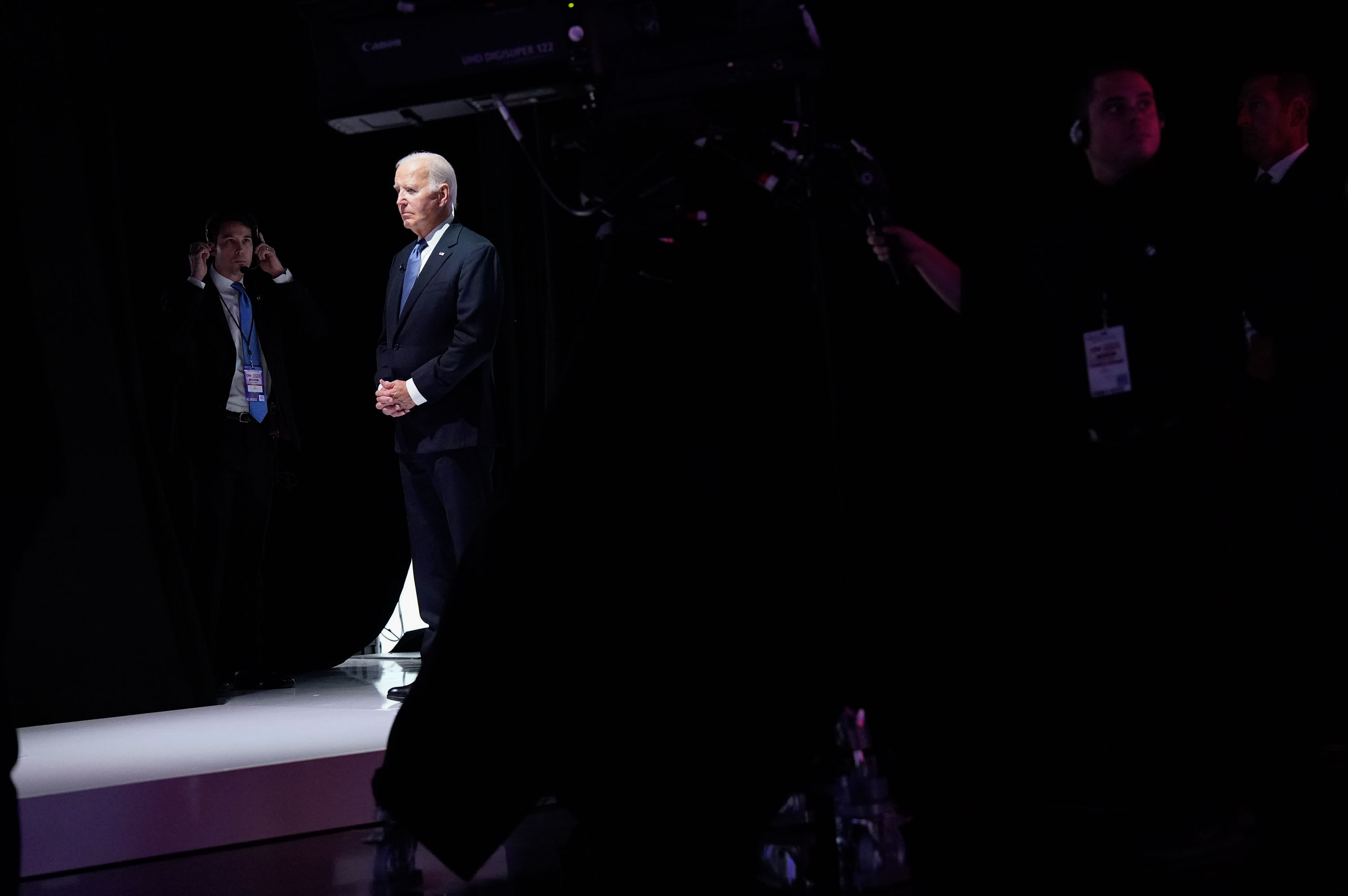 President Joe Biden prepares to walk onstage for the debate in Atlanta on Thursday. Photo / Jabin Botsford/The Washington Post