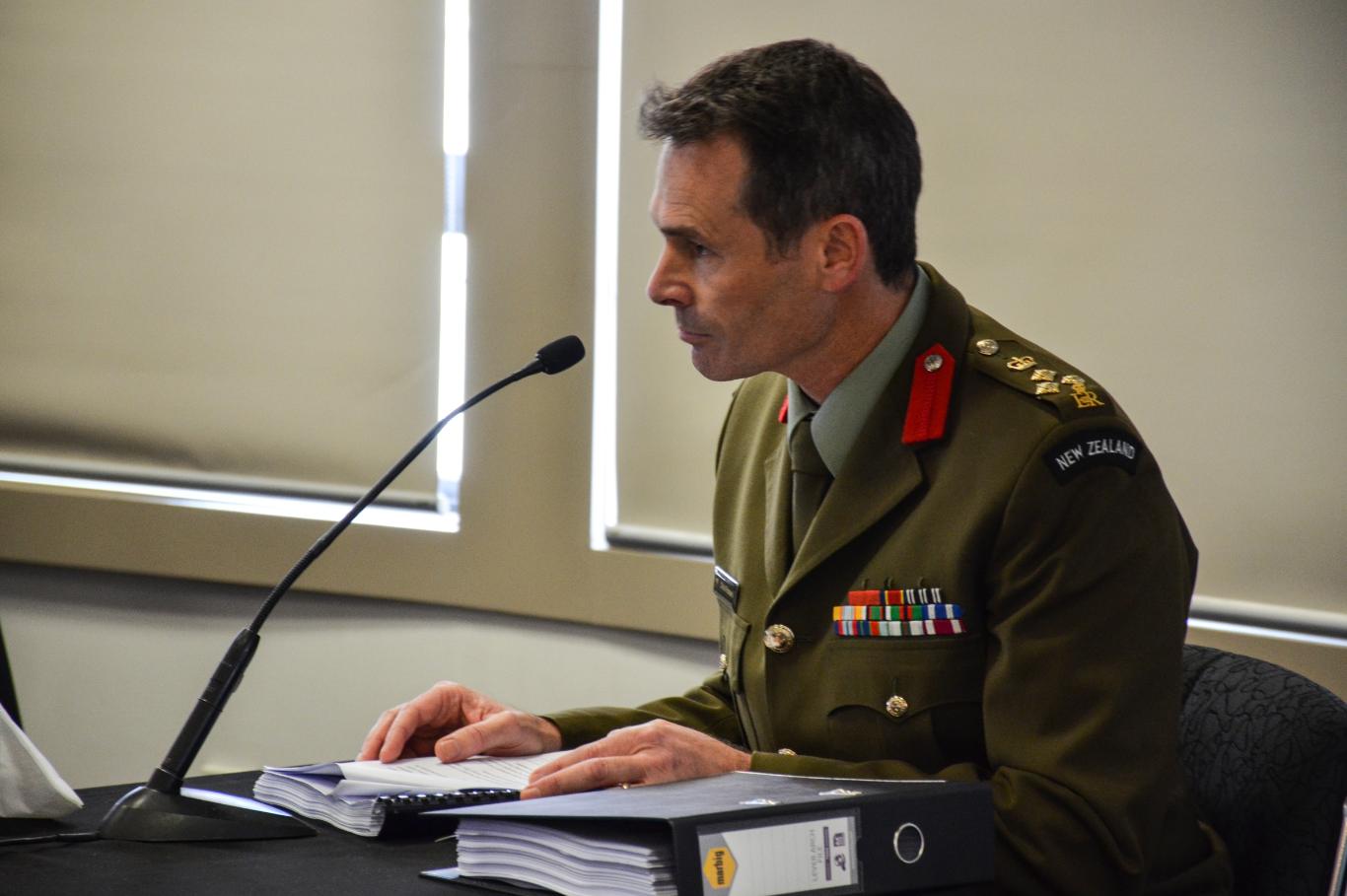 Brigadier Christopher Parsons gives evidence at the Operation Burnham inquiry. Photo / Boris Jancic