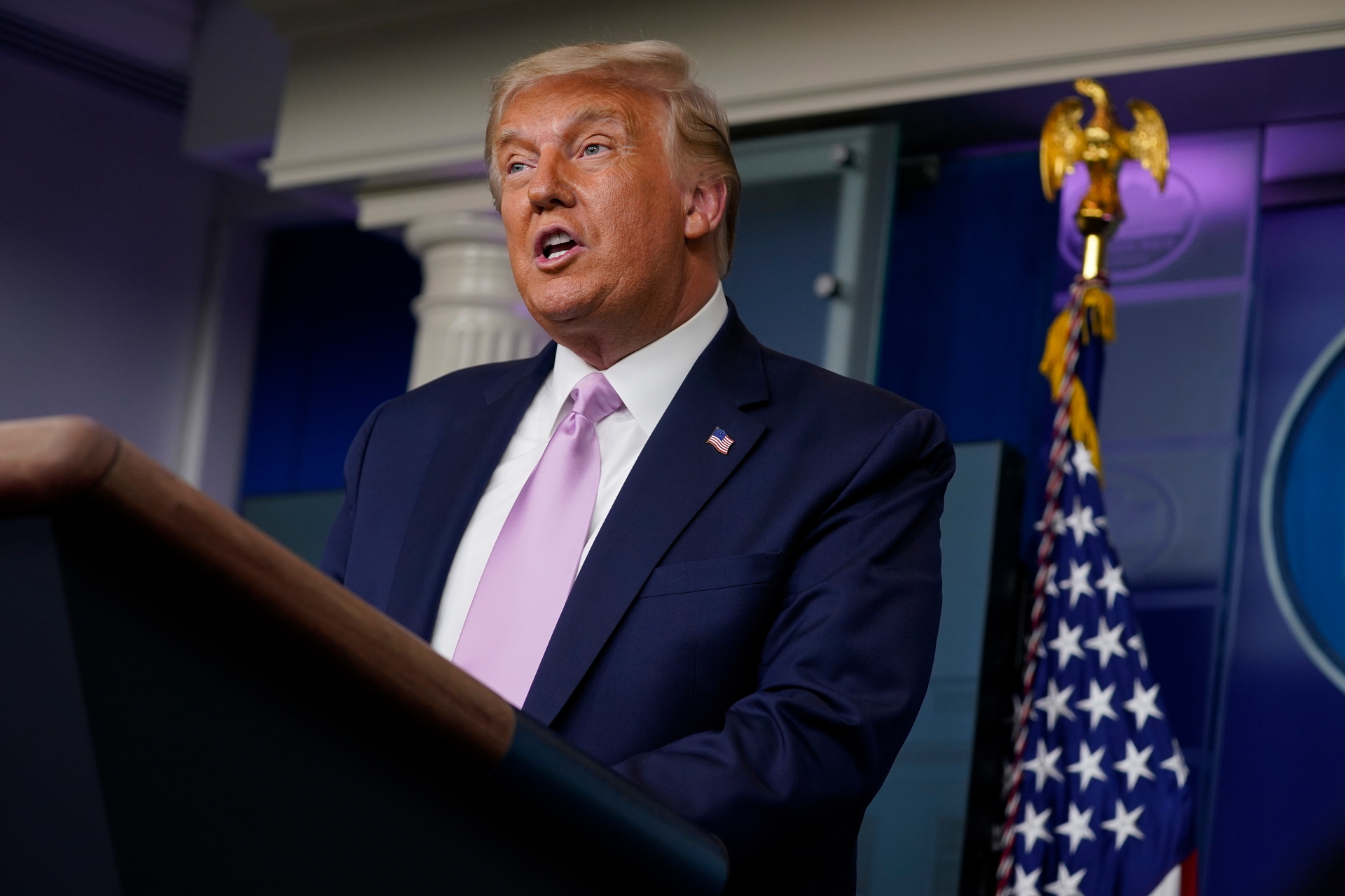 President Donald Trump speaks during a news conference at the White House. Photo / AP