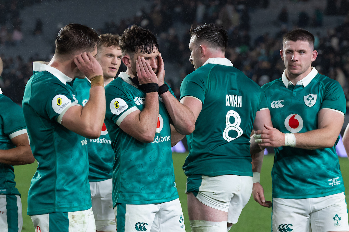 Ireland react during their 40-21 defeat to the All Blacks at Eden Park. Photo / Photosport