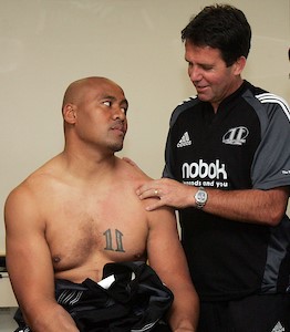 Jonah Lomu and Dr John Mayhew both gave much to the All Blacks. Photo / Photosport
