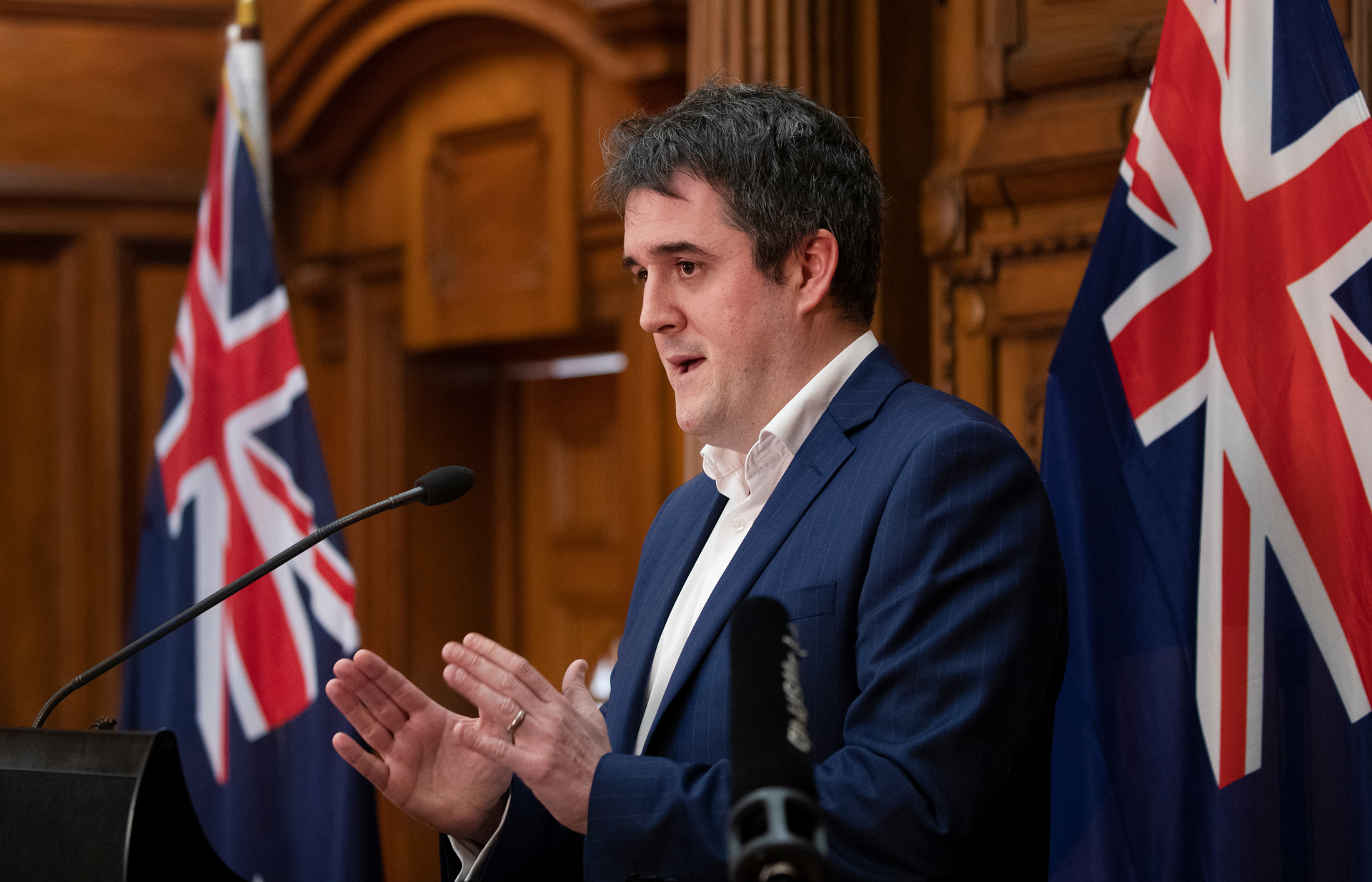 National Covid-19 Response spokesman Chris Bishop during a press conference at Parliament. Photo / Mark Mitchell