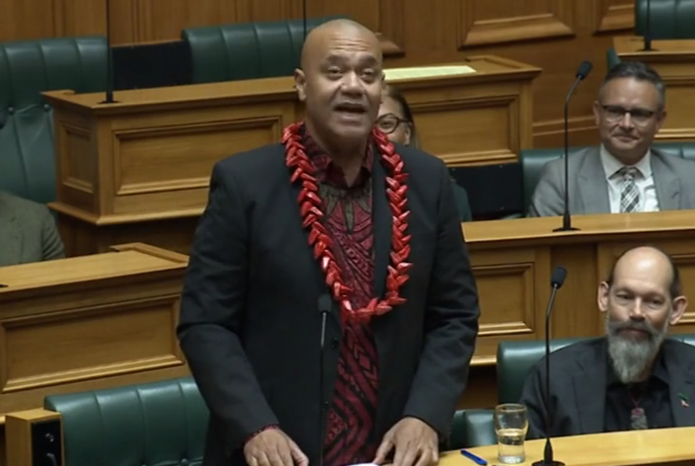 Green Party MP Fa’anānā Efeso Collins delivers his maiden speech in the House of Representatives on February 15, 2024, less than a week before he died at the ChildFund Water Run in central Auckland.