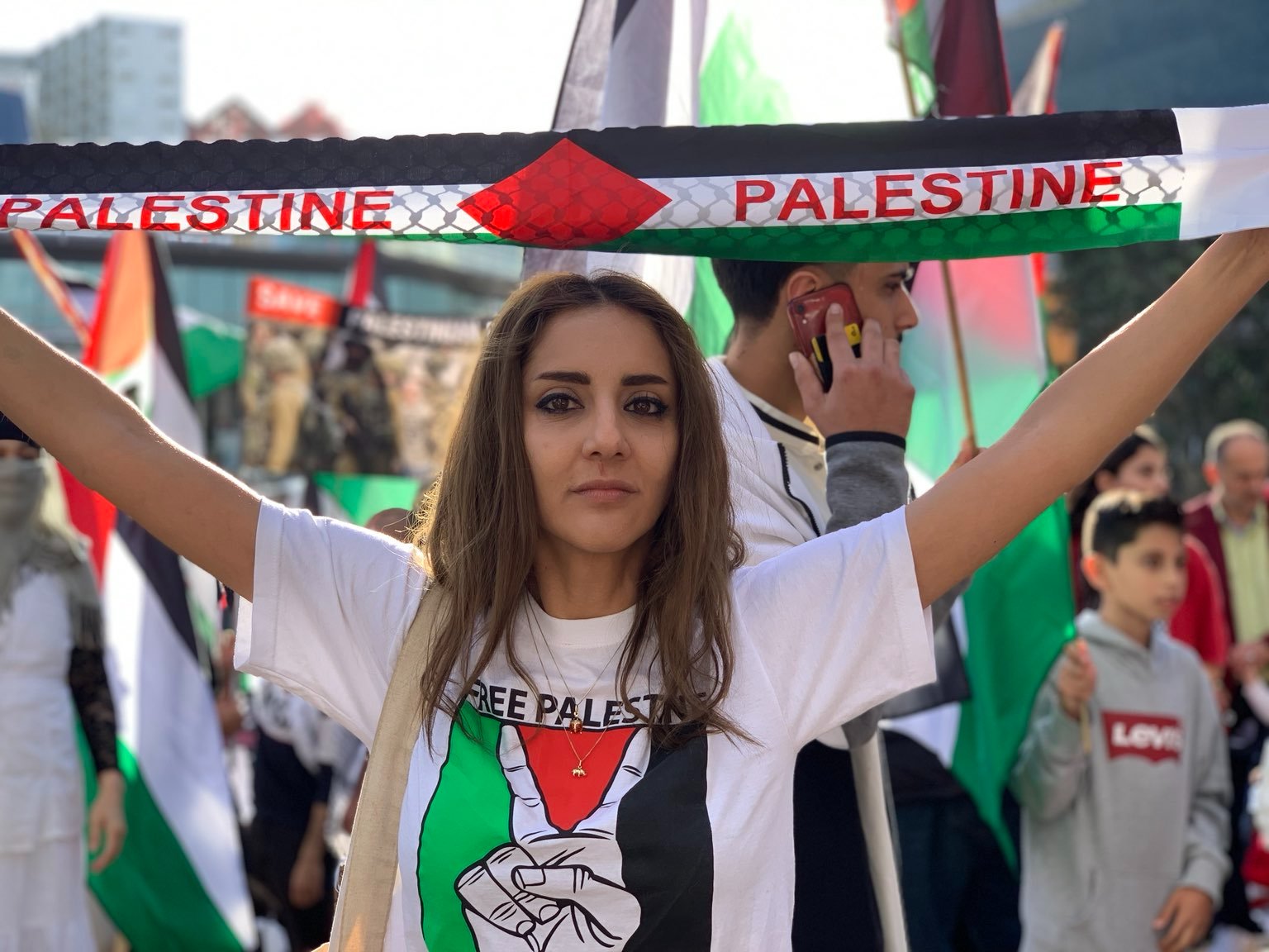 Green MP Golriz Ghahraman at a pro-Palestine protest. 