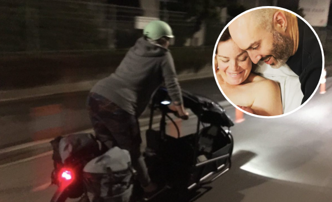 Julie Anne Genter shared incredible photos of herself riding to hospital in labour. Photo / Facebook