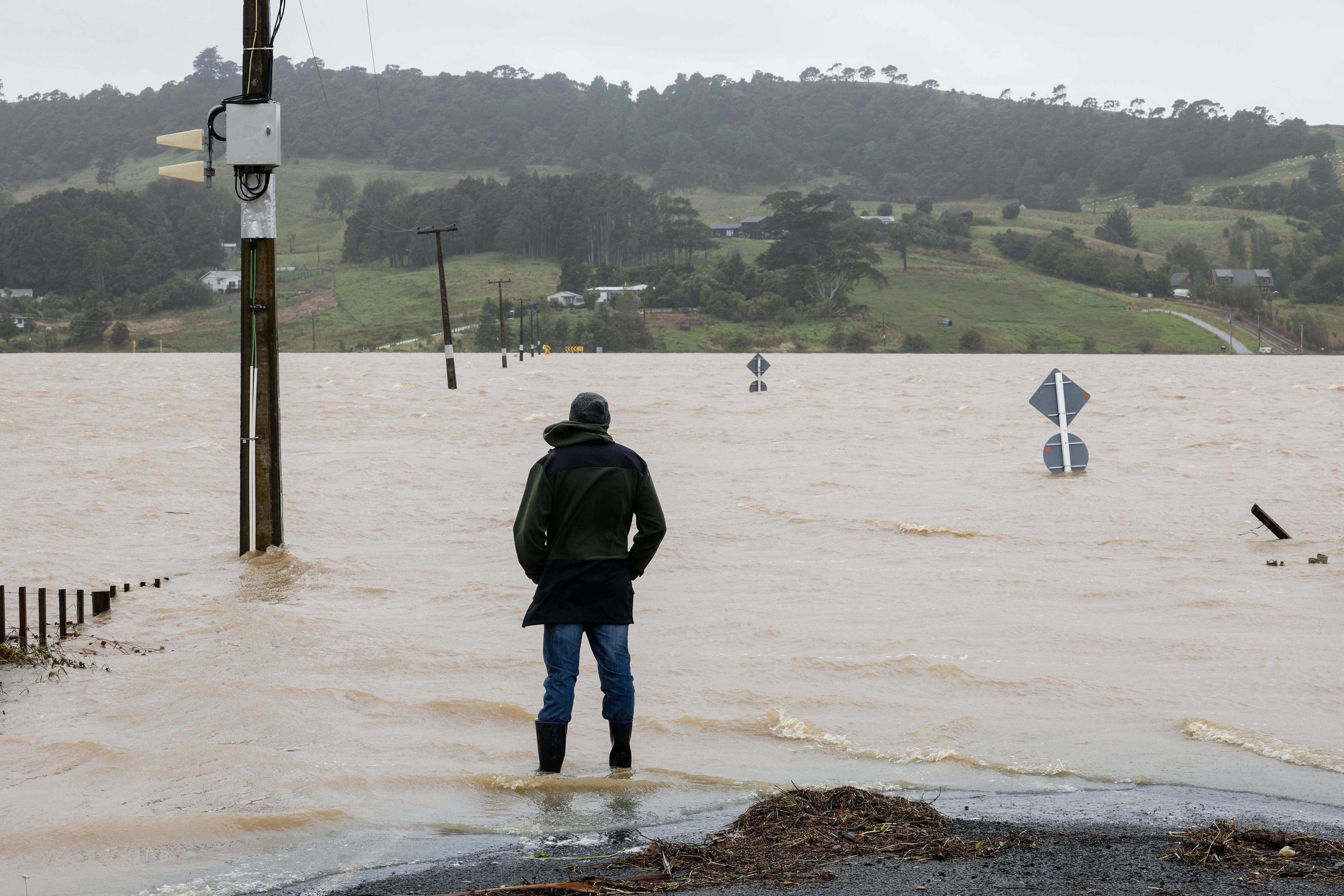 Flooding cut off Kiwitahi Rd at Woodhill north of Auckland in February. Photo / Brett Phibbs