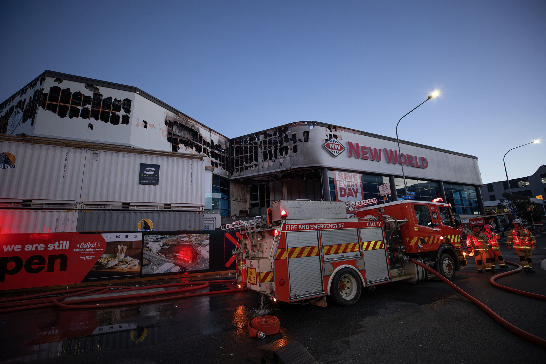 More than 80 firefighters from 20 fire appliances fought the blaze. Photo / Hayden Woodward