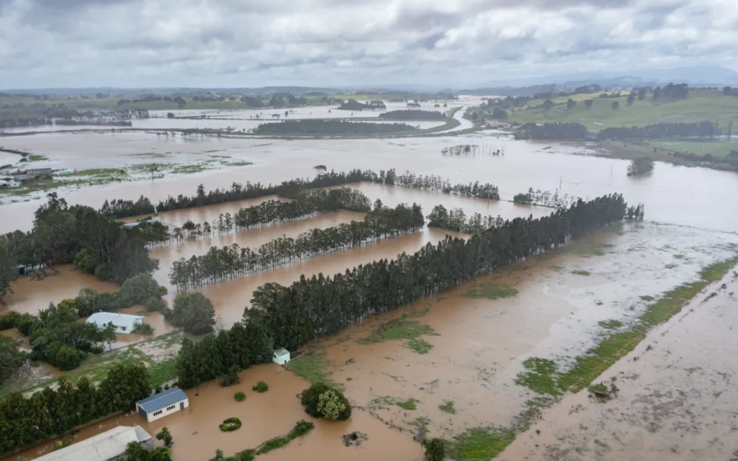 Flooding north of Dargaville during Cyclone Gabrielle. Photo / Kaipara District Council