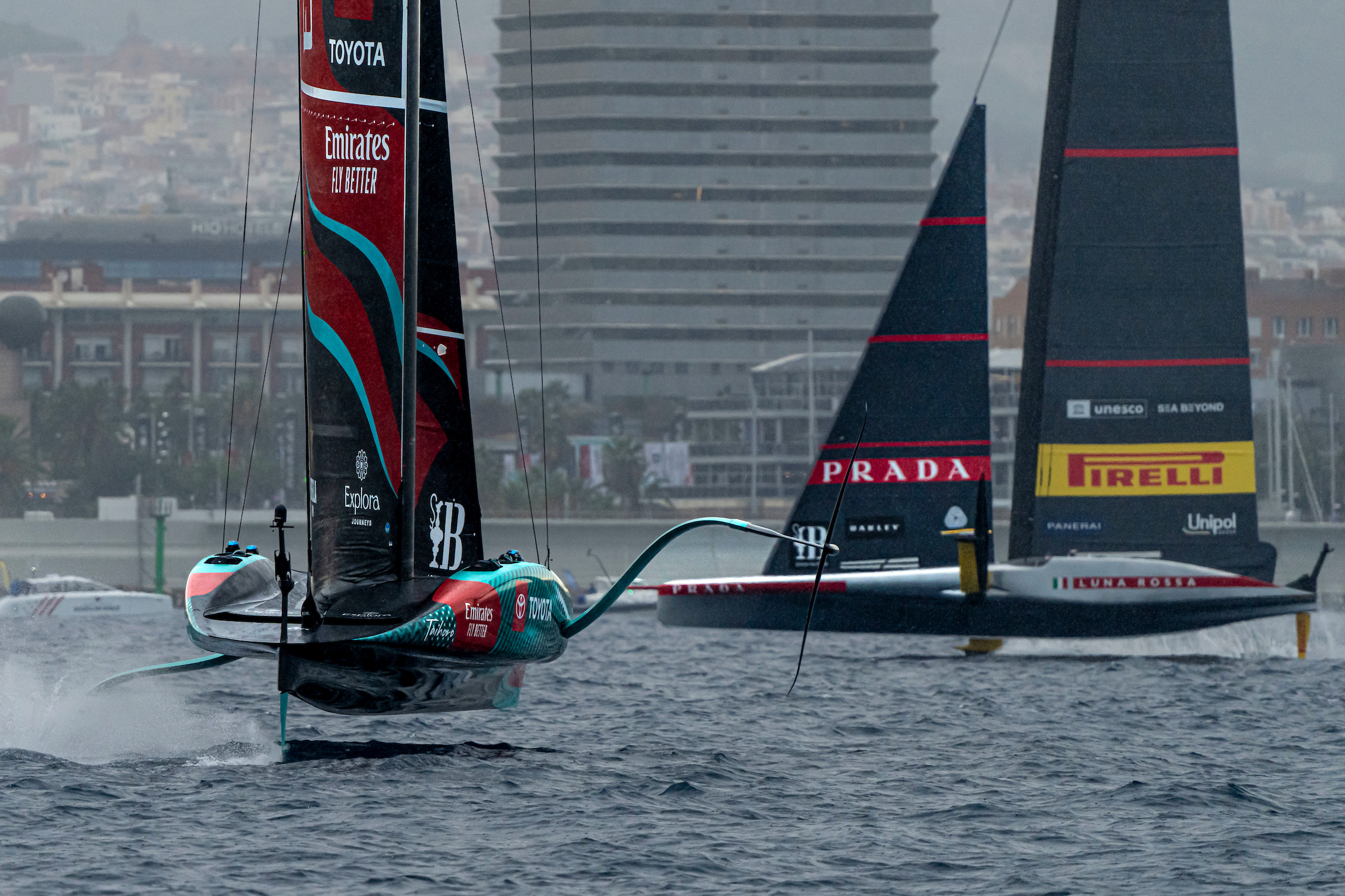 Luna Rossa Prada Pirelli beat Emirates Team New Zealand on day five of the Louis Vuitton Cup. Photo / Ian Roman, America's Cup