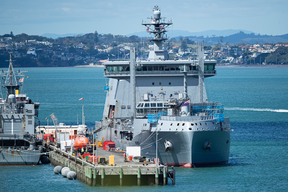 HMNZS Aotearoa berthed at Devonport naval base on Wednesday, February 28, 2024. Photo / Jason Dorday