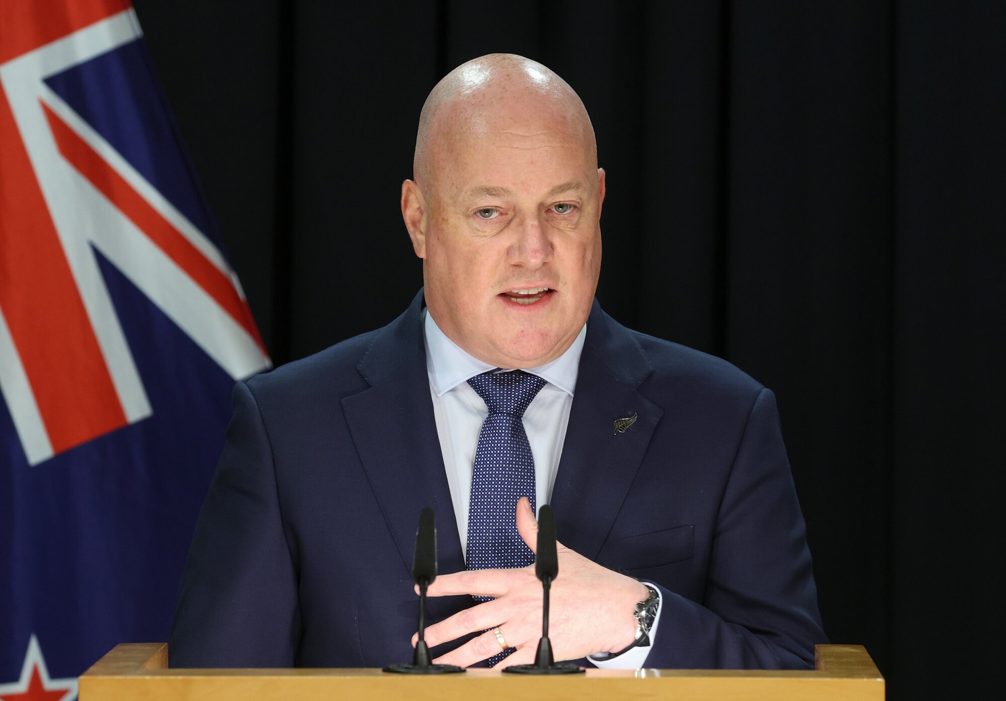 Prime Minister Christopher Luxon at the post-Cabinet press conference at Parliament on Monday. Photo / Mark Mitchell