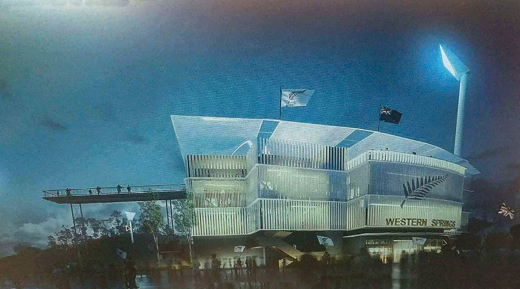 Proposed images of the National Cricket Ground at Western Springs in Auckland. 