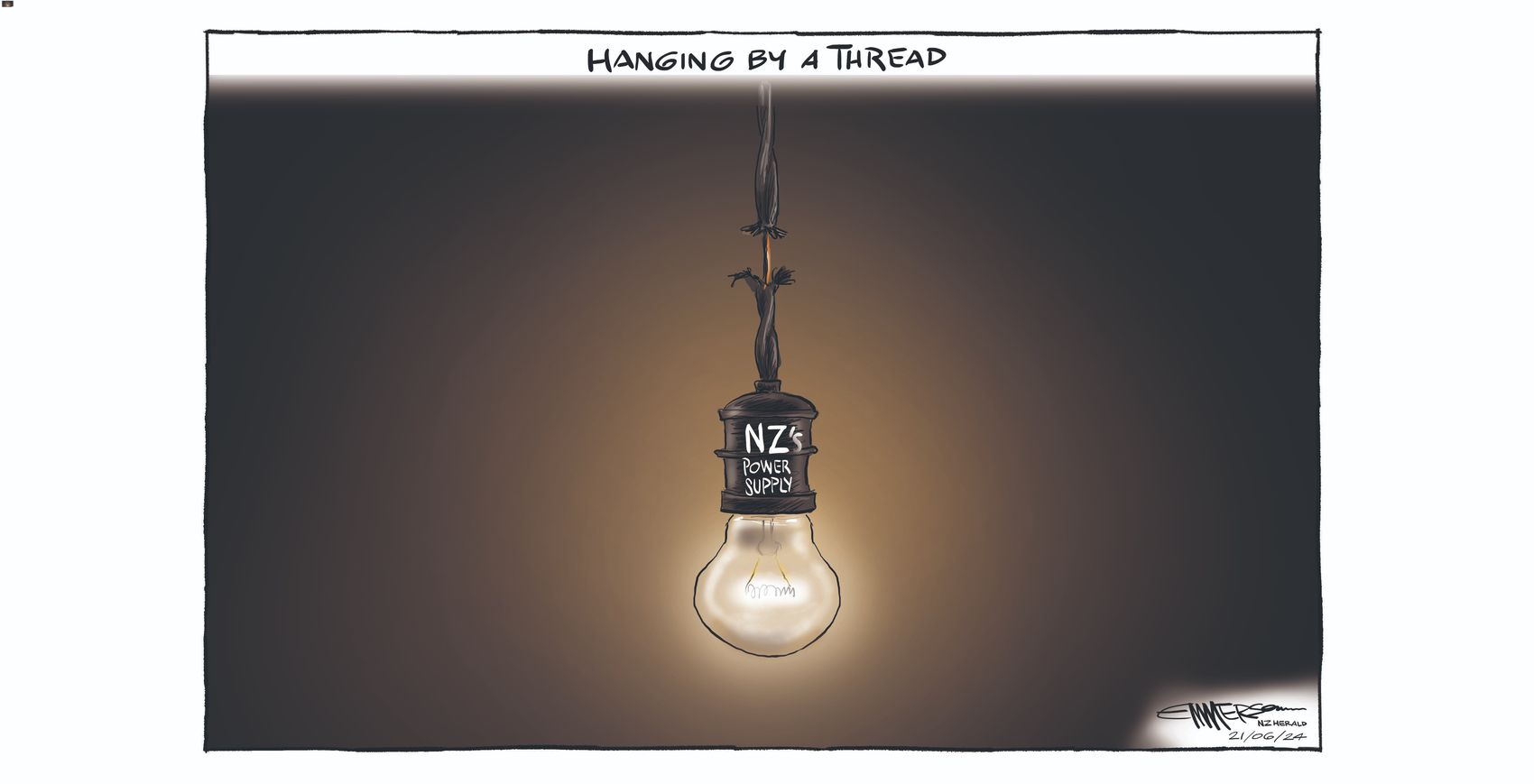 Rod Emmerson's editorial cartoon on the power outage. 