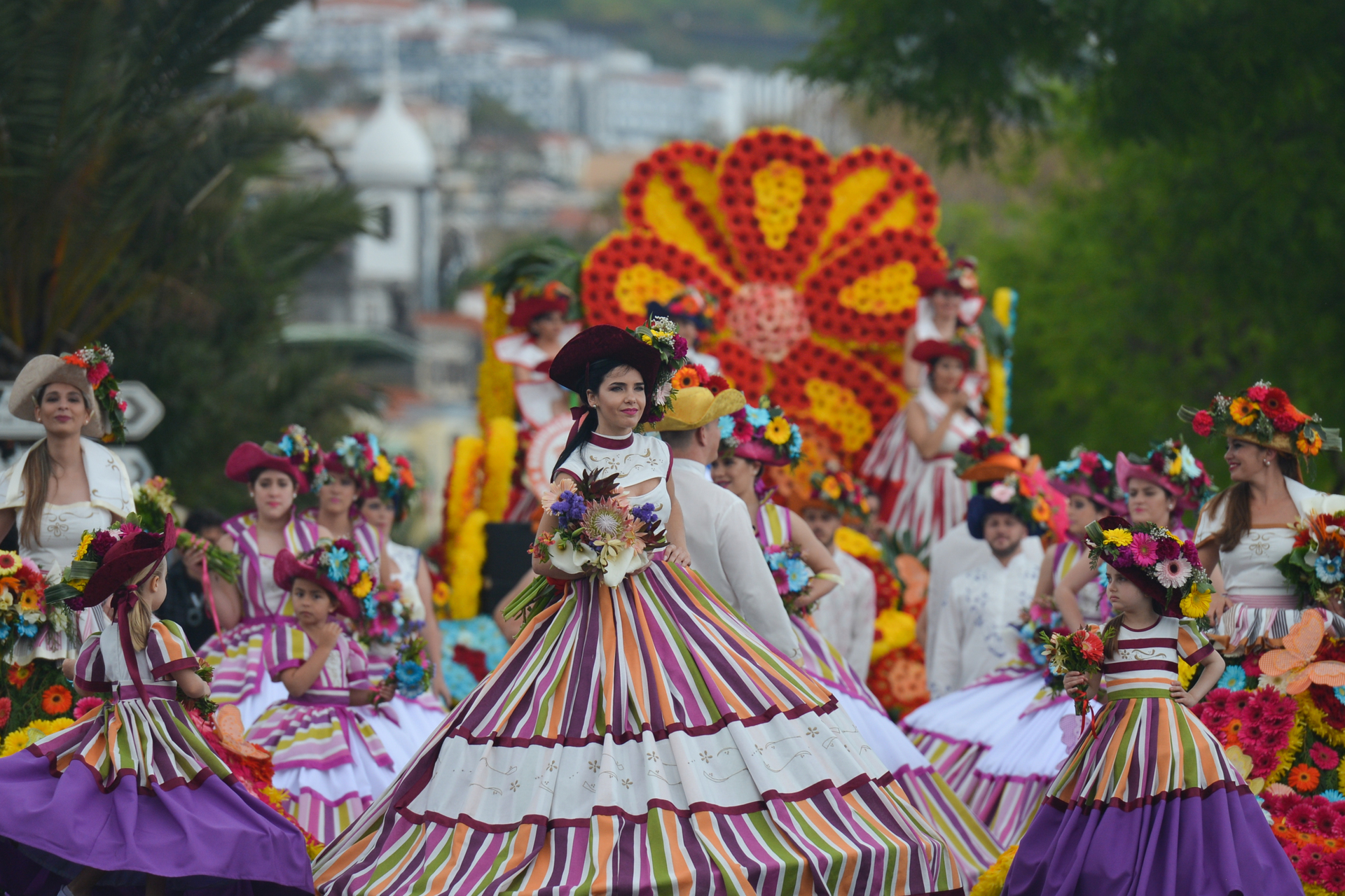 Colourful street parades are all part of the fun at the Madeira Flower Festival. Photo / Getty Images