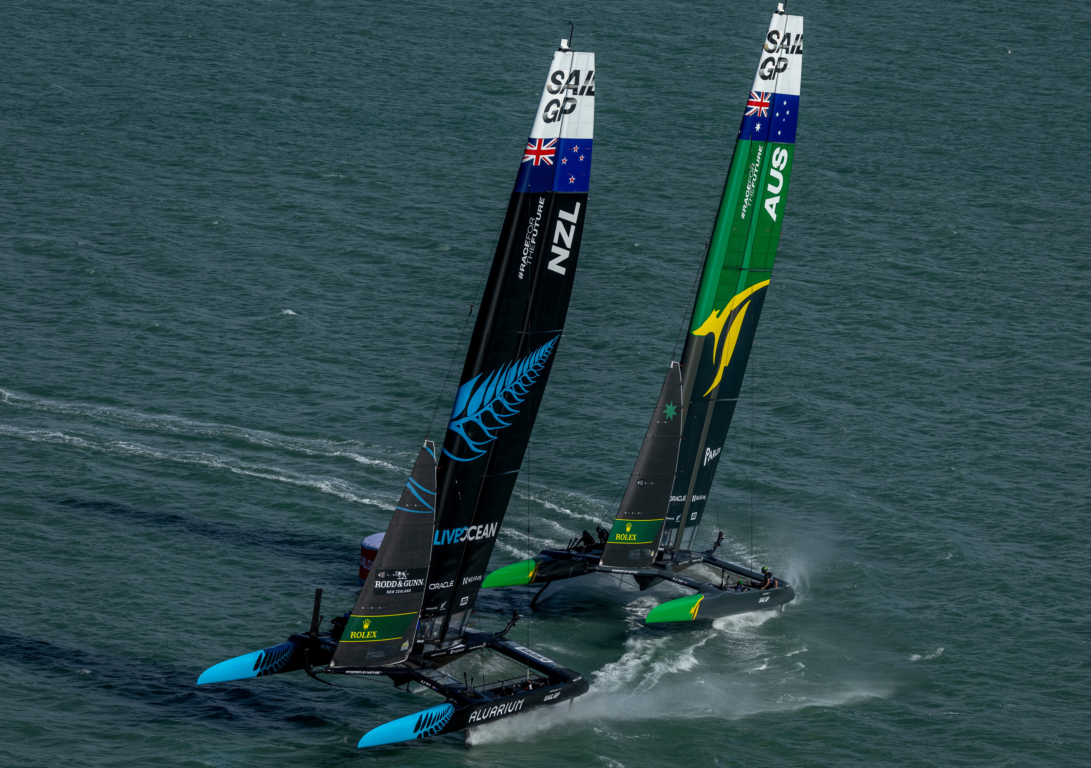 New Zealand and Australia led the field in the first two fleet races on Sunday. Photo / Photosport