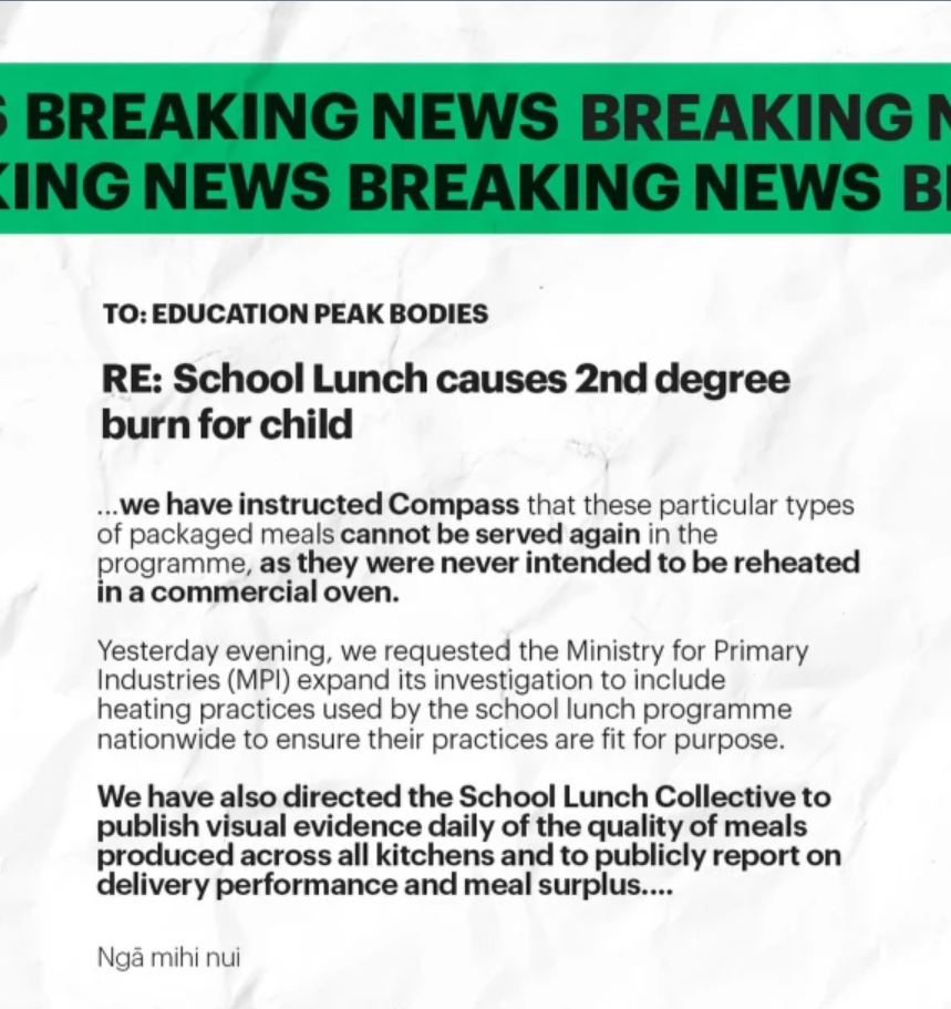 Education union NZEI Te Riu Roa posted this message from the Ministry of Education. Photo / Supplied