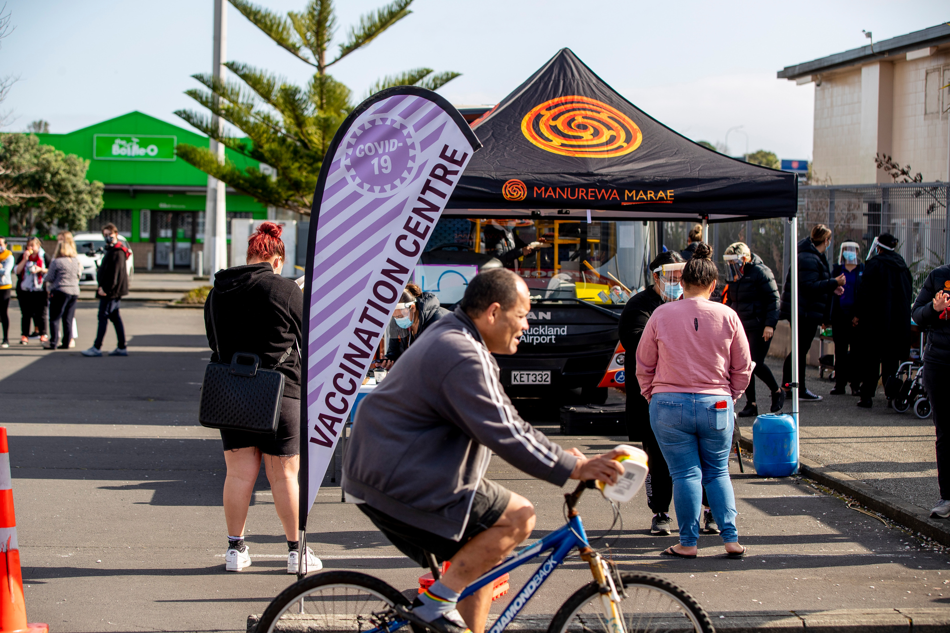 Manurewa Marae unveiled ShotCuzz, a mobile bus designed to make the Covid-19 vaccination more accessible. Photo / Michael Craig