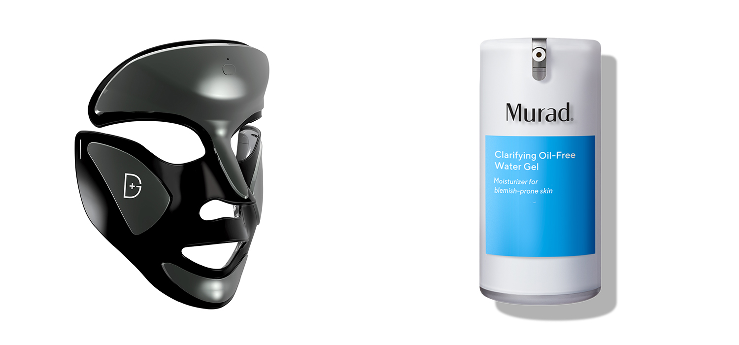 Left: Dr Dennis Gross Pewter DRx SpectraLite FaceWare Pro, $768. Right: Murad Clarifying Oil-Free Water Gel, $102. Photos / Supplied