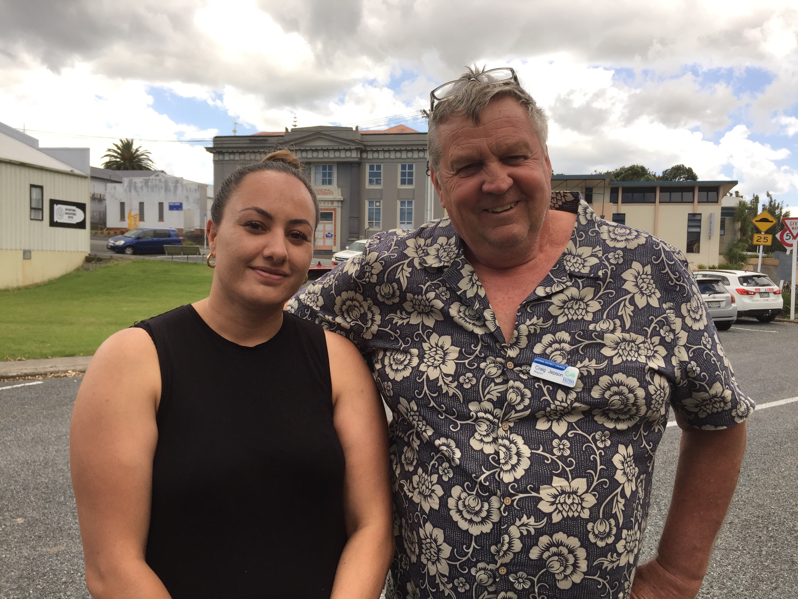Kaipara Mayor Craig Jepson and Councillor Pera Paniora in Dargaville on Sunday during Cyclone Gabrielle response work.
Photo / Susan Botting