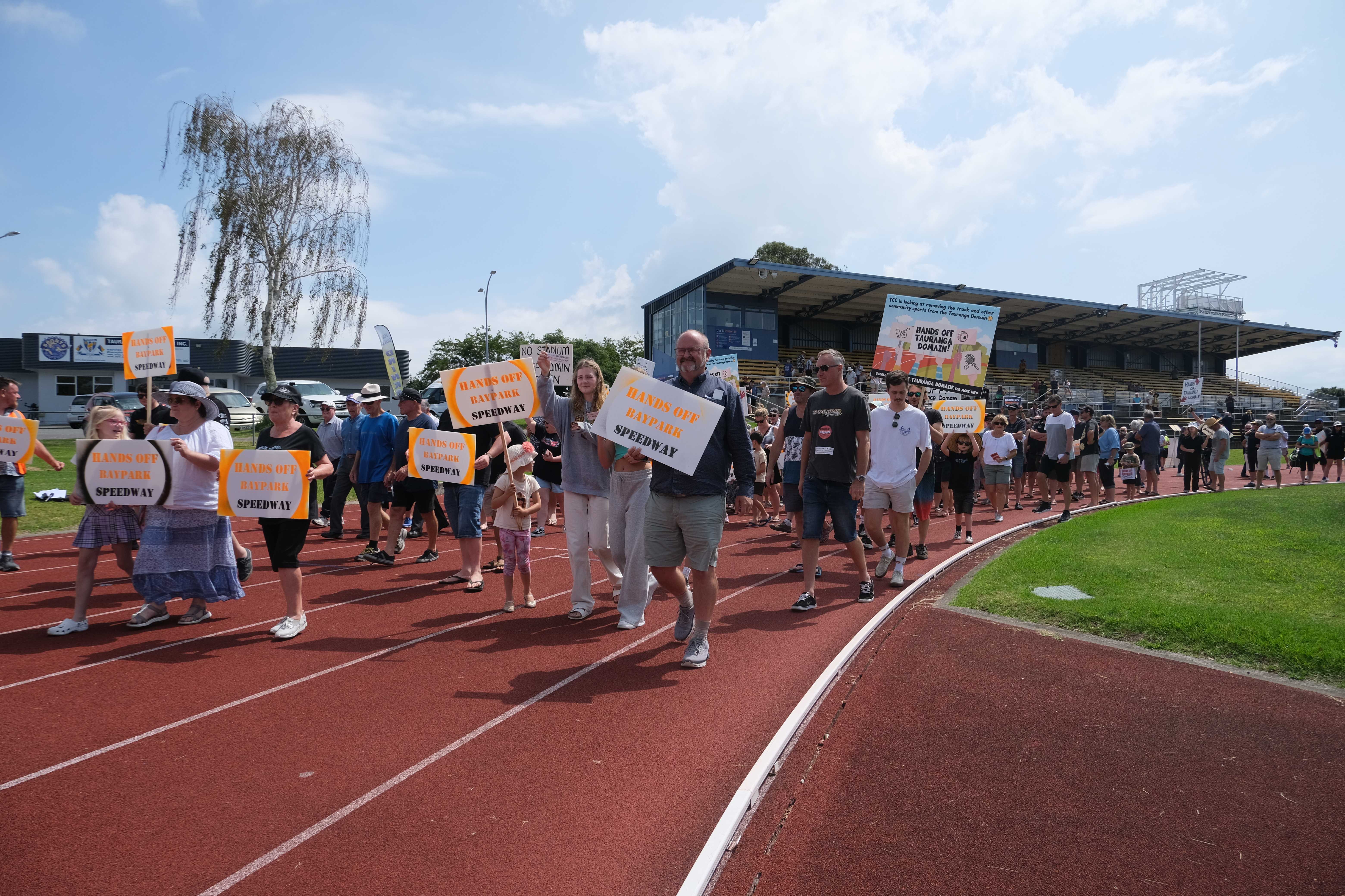 Between 300 and 400 people attended the protest at the Tauranga Domain earlier this year. Photo / Maryana Garcia

