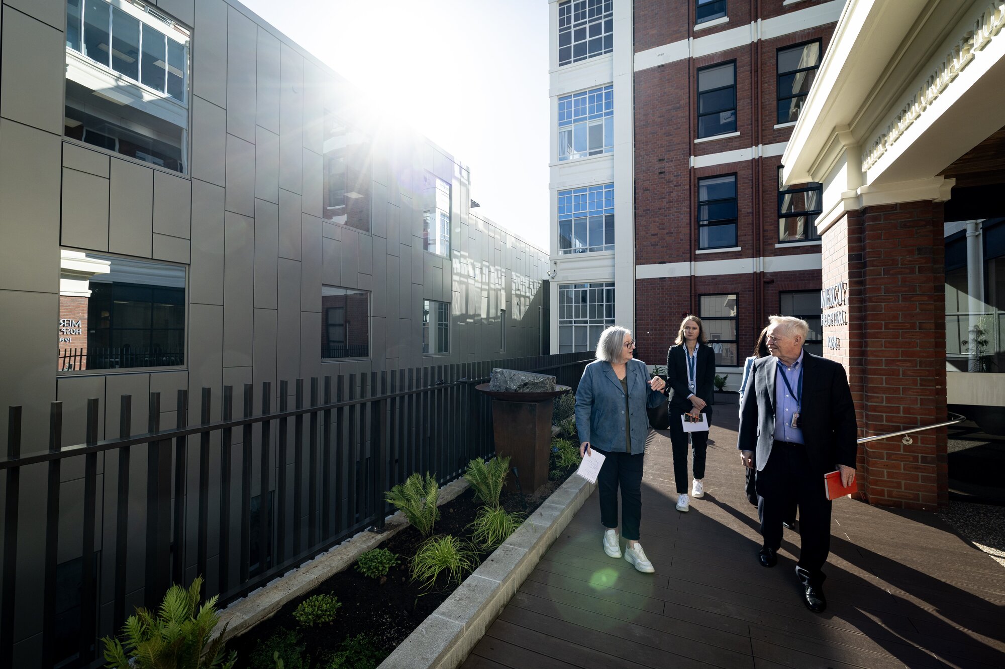 New Gilgit Wing (left) with the older red brick Prendergast building (right) and the Herald on tour to see the $190m expansion. Photo / Dean Purcell
