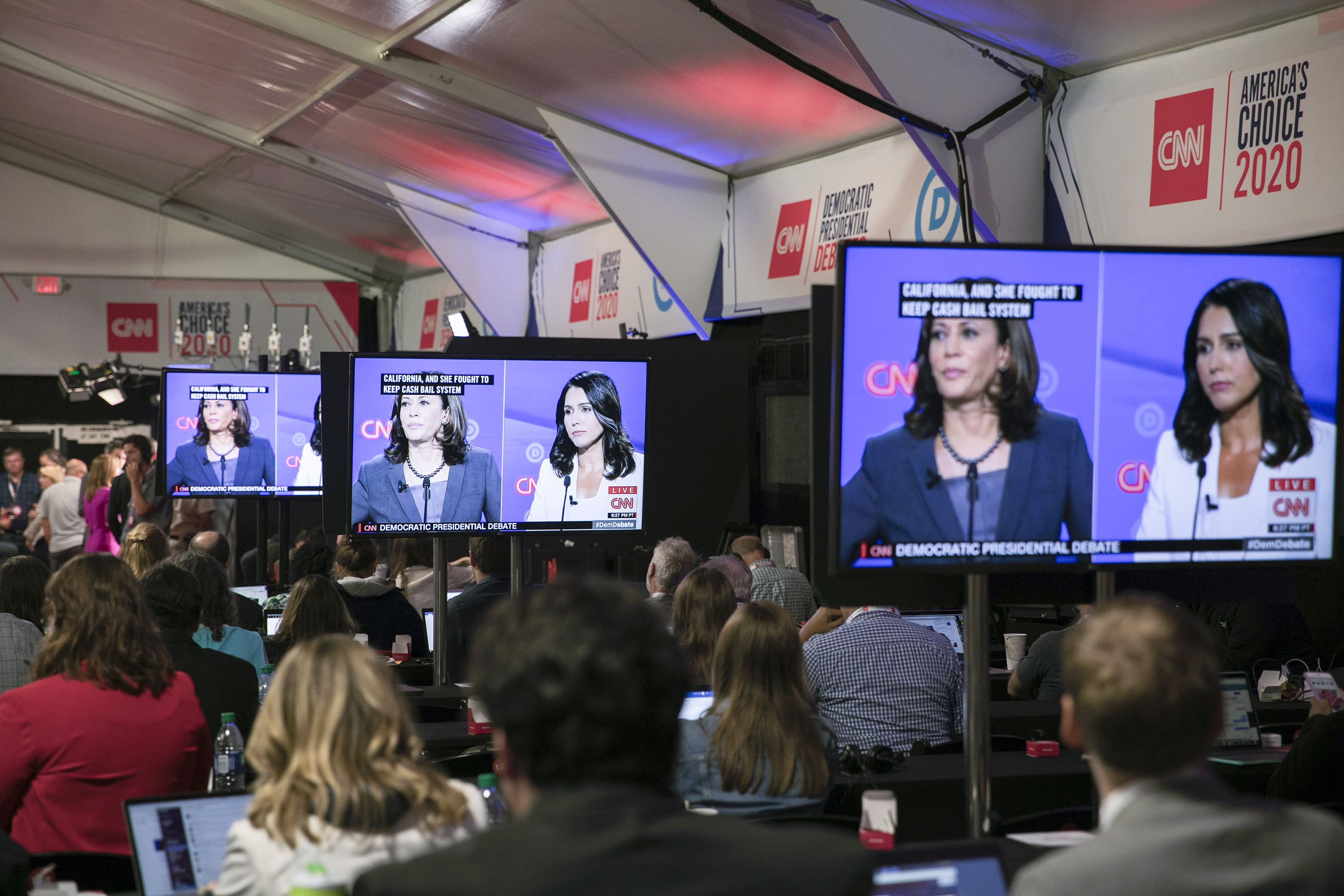 During a 2019 presidential primary debate, Tulsi Gabbard attacked Harris’s record as a prosecutor. Gabbard has been helping Trump prepare for this week’s debate. Photo / Maddie McGarvey, The New York Times