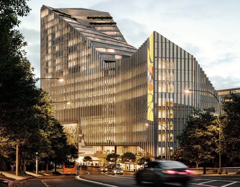 The Symphony Centre building will rise above the Te Waihorotiu station entrance and flow along Mayoral Drive.