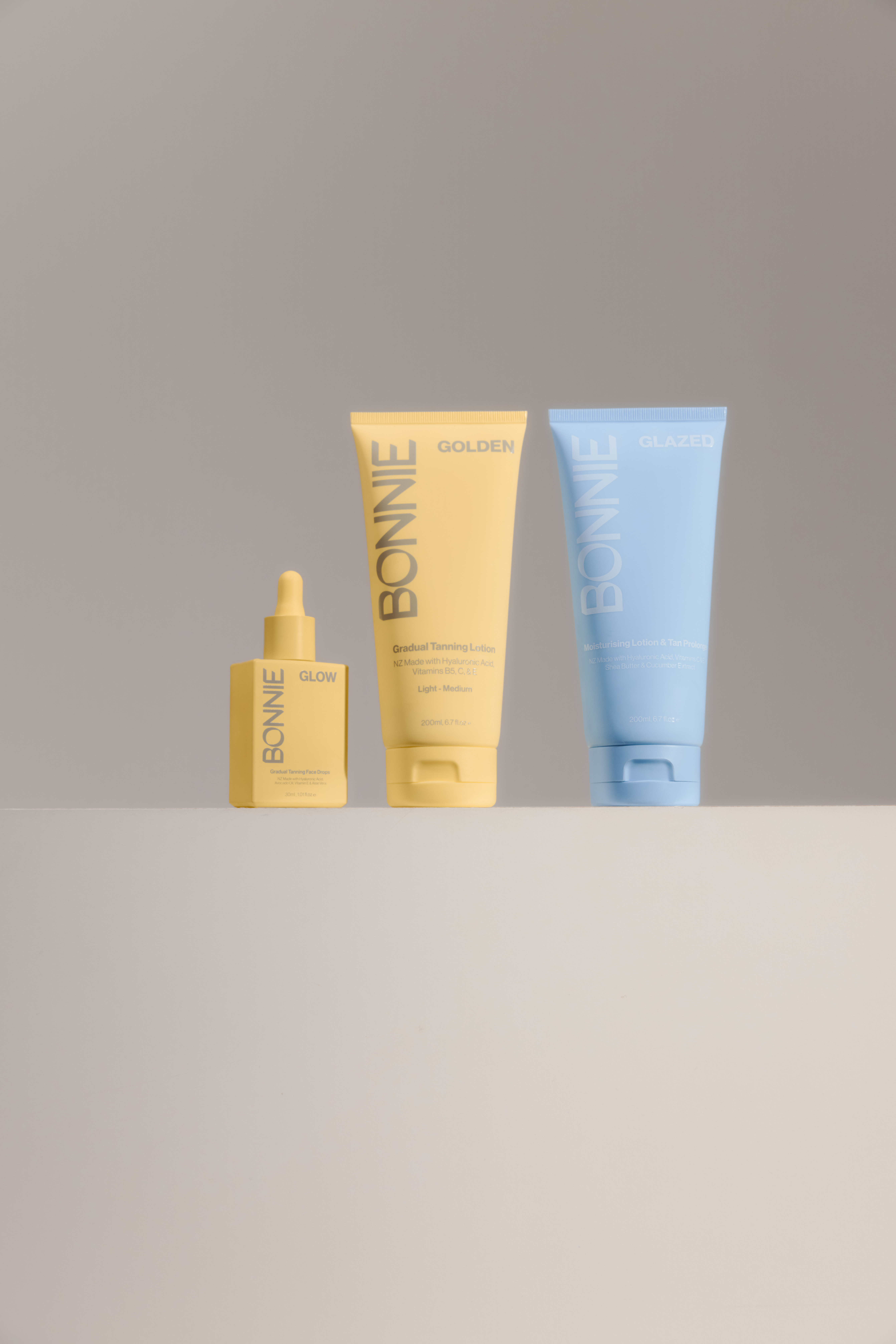 Bonnie launches with two gradual tanning options for face and body, along with a tan extending moisturiser. Photo / Holly Sarah Burgess