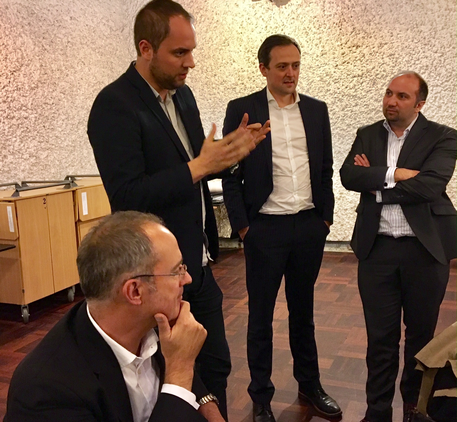 A 2017 snap of Andrew Little's team, from left; Phil Twyford (seated), Neale Jones, then chief of staff, campaign manager Andrew Kirton and senior adviser Rob Salmond. Photo/ Audrey Young
